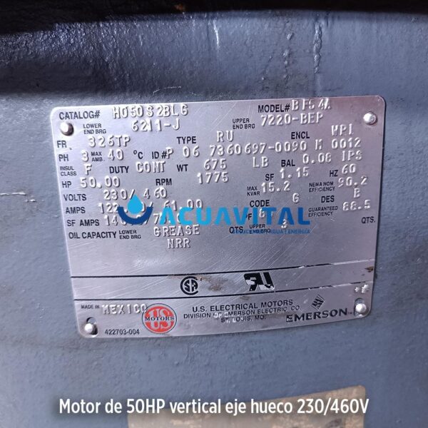 Motor vertical 50HP USmotor H050S2BLF