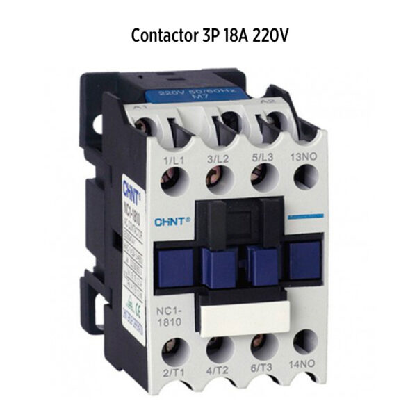 Foto principal real del producto CONTACTOR de 18Amp 3Polos bobina en 220V 3HP@220V 7,5HP@440V 1NA marca CHINT Codigo NC1-1810M7 MPN:20000110