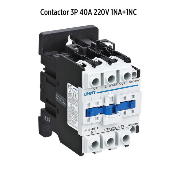 Foto principal real del producto NC1-4011M7 contactor 3P 40A 220V 1NA+1NC MPN:20000140