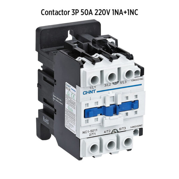 Foto principal real del producto NC1-5011M7 contactor 3P 50A 220V 1NA+1NC MPN:20000150