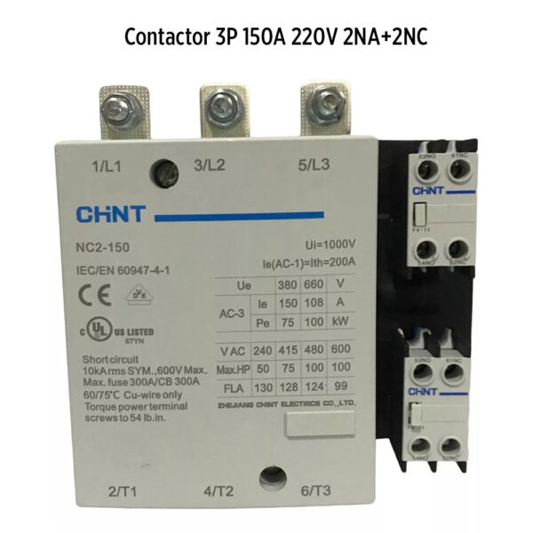 Foto principal real del producto NC2-150M7 contactor 3P 150A 220V 2NA+2NC MPN:20000300
