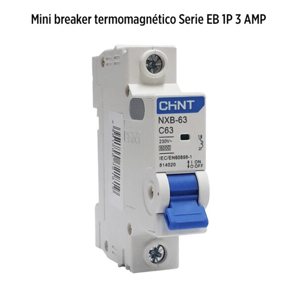 Foto principal real del producto Minibreaker termomagnetico marca CHINT Serie EB de un polo 3 Amp MPN:20900020