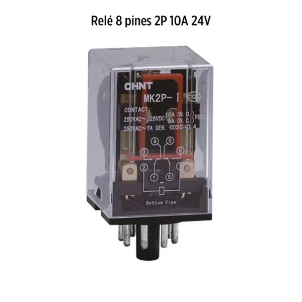 Foto principal real del producto Rele enchuf 8 pines 2P 10A 24V MPN:21800080