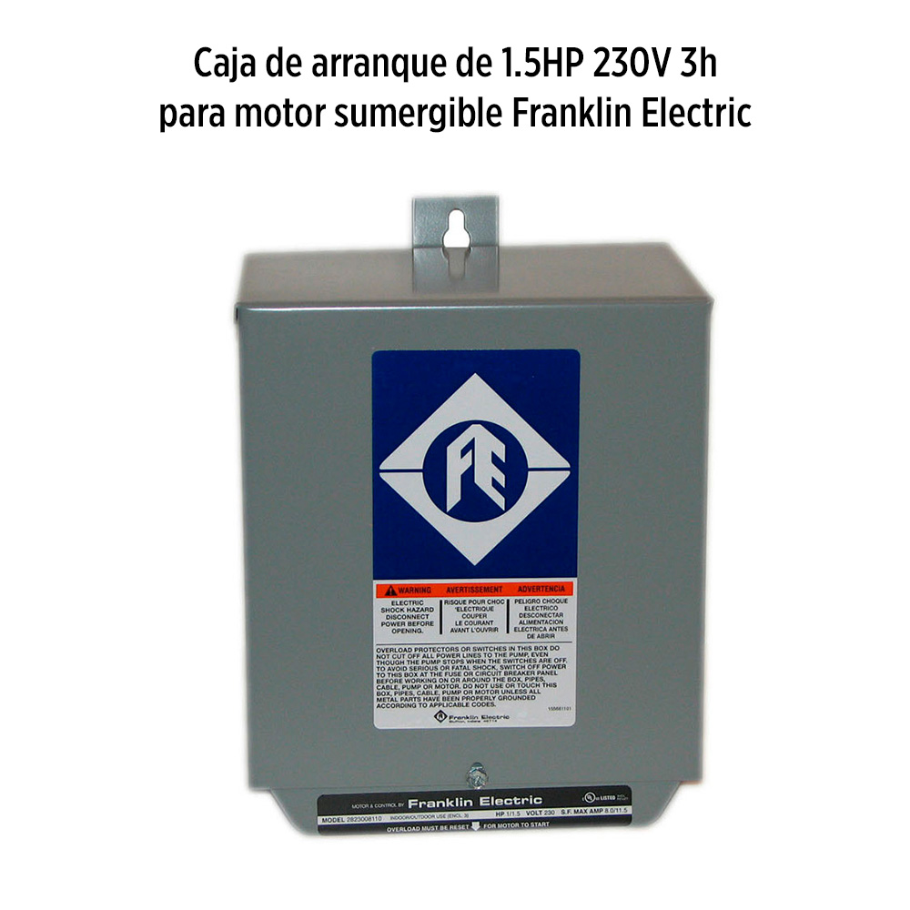 Foto principal real del producto Caja de arranque para motor sumergible Franklin Electric de 1.5HP 230V 3HILOS en gabinete NEMA 3R marca Franklin Electric MPN:2823008110
