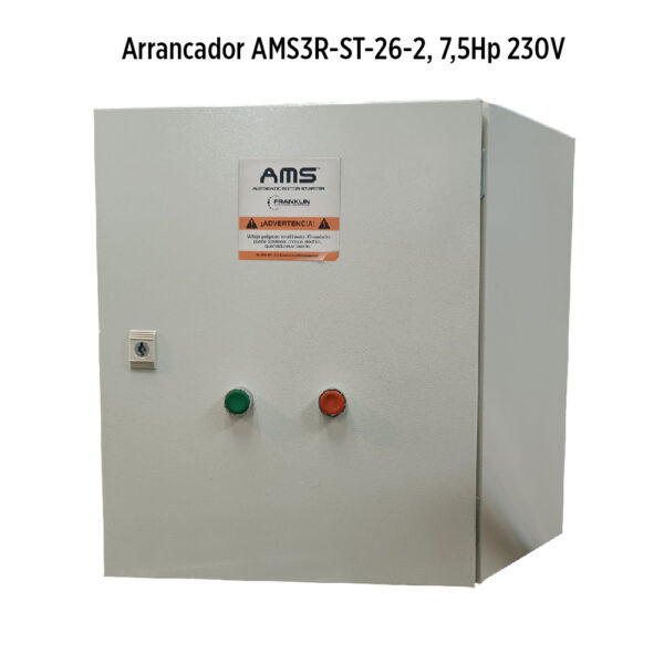 Foto principal real del producto Arrancador AMS3R-ST-26-2, 7,5Hp 230V, max:26,4amp, rele de corriente 18-25amp. gabinete NEMA 3R con pulsadores manuales para arranque y parada, marca Franklin Electric CD: MPN:311105901
