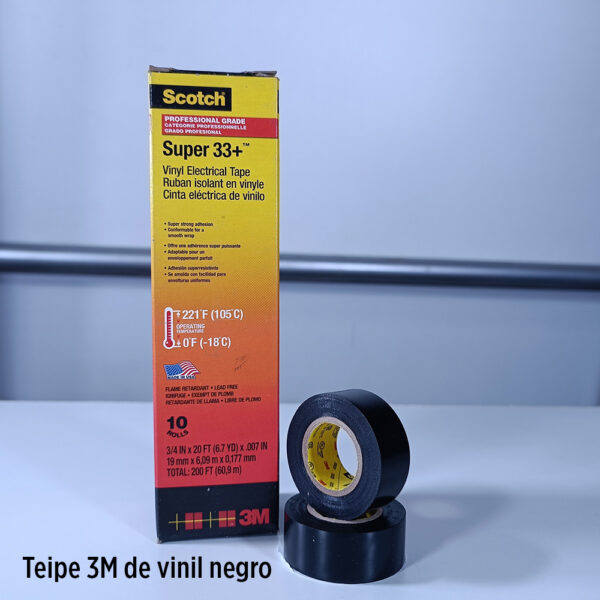 Foto principal real del producto Teipe marca 3M de vinil codigo 33 color negro, rollo de 3/4 plg de ancho x 20 pies de longitud CE: Este item tiene el codigo correcto para TEIPESUPER33 MPN:3M 33