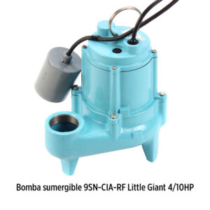 Foto principal real del producto Bomba sumergible 75GPM para aguas residuales en hierro fundido marca Little Giant 9SN-CIA-RF 4/10HP 115V 1Ph MPN:509204