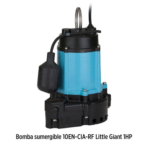 Foto principal real del producto Bomba sumergible 67GPM para aguas residuales en hierro fundido marca Little Giant de Franklin Electric modelo 10EN-CIA-RF 1/2Hp 115V 1Ph 67GPM, DDO sustituida por 510852 Sustituido MPN:511320