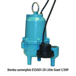 Foto principal real del producto Bomba sumergible 85GPM para aguas residuales en hierro fundido marca Little Giant ES50D1-20 1/2Hp 115V 1Ph descarga 2" DDO CD: MPN:511561