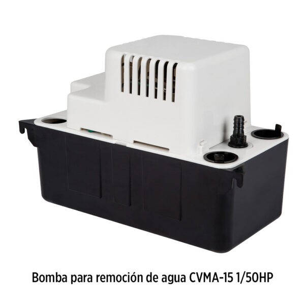 Foto principal real del producto Bomba para remocion de agua condensada en aires acondicionados 65GPH serie VCMA-15 de 1/50HP 115V descarga con adaptador de manguera de 3/8"completamente automatizada MPN:554401