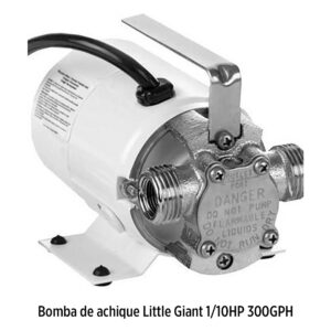 Foto principal real del producto Bomba autocebante portatil 12VDC en bronce plateado marca Little Giant 1/10HP 300GPH serie 360 MPN:555602