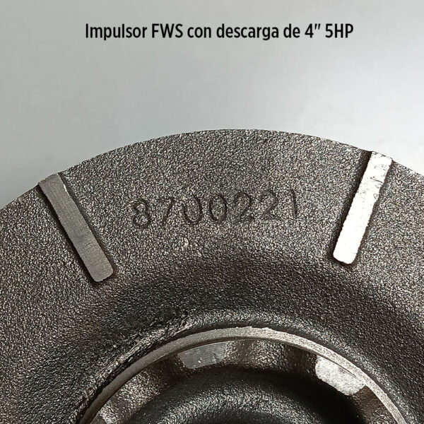 Foto secundaria real del producto Impulsor p/bomba FWS con descarga de 4" 5HP MPN:8700221401A