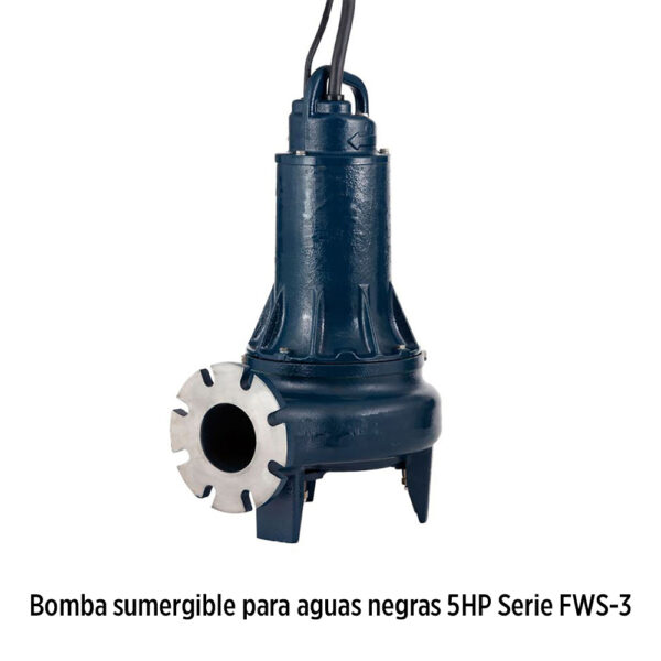 Foto principal real del producto Bomba sumergible para agua negra, 309GPM@14m 5HP 230V Trif?sico DOL paso de solidos 3", Descarga: 4" Brida ANSI 125 / DN Hmax 14.9m Serie FWS-3 marca Franklin Electric Sello mec?ni MPN:87109758-00