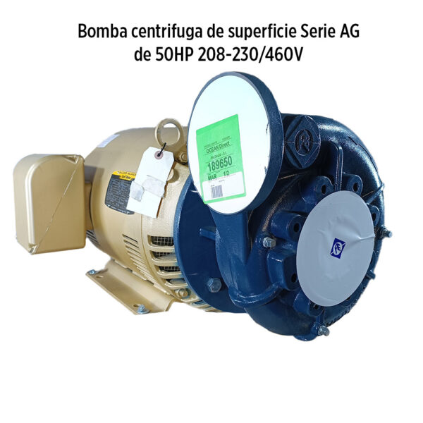 Foto principal real del producto Bomba centrifuga de superficie de 50HP 208-230/460V Trif?sico Qnom:800GPM, Hest:53m, ?Conexion:A4 3-9 1ETA Serie AG marca Franklin Electric MPN:9649229110