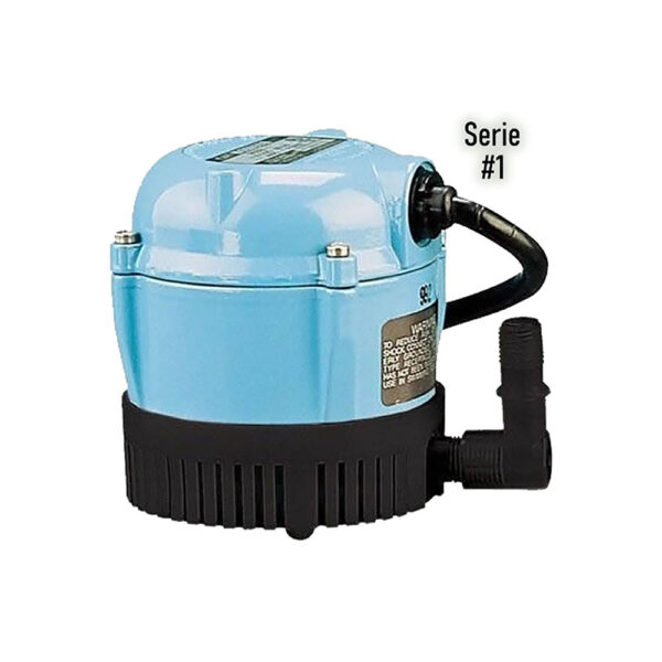 Foto principal real del producto Bomba sumergible para fuente, en aluminio marca Little Giant Serie #1 Qmax 205GPH@1ft Hmax:2,25m 1/150Hp 115V 1Ph descarga en 1/4"MNPT MPN:501003