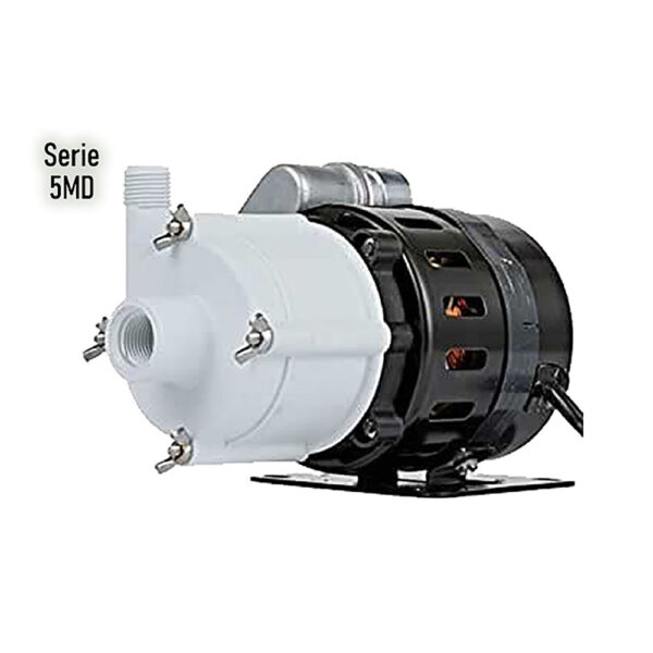 Foto principal real del producto Bomba industrial para quimicos altamente corrosivos con acople magnetico de Qmax 15GPM Hmax 10.5m Succ:1/2"FNPT Desc:1/2"MNPT marca Little Giant serie 5-MD 66C 115V 1Ph Pag35 MPN:583002