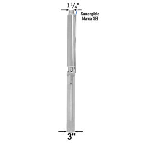 Foto principal real del producto Motor y bomba para pozo Qnom:18GPM 1HP 220V 3 HILOS Monof?sico, Hest:47m DiaExt:3" DiamDesc:1 1/4"plg 15ETA Pozos angostos, marca SEI MPN:22LSQ010