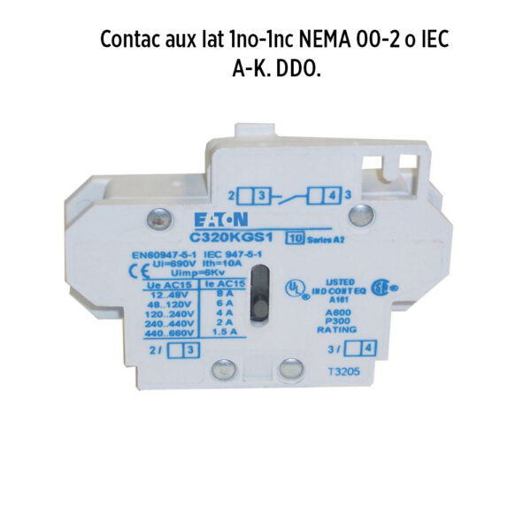 Foto principal real del producto Contac aux lat 1no-1nc NEMA 00-2 o IEC A-K. PD s/r MPN:C320KGS1