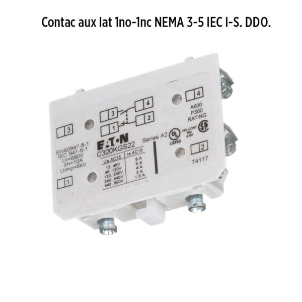 Foto principal real del producto Contac aux lat 1no-1nc NEMA 3-5 IEC l-S. PD s/r MPN:C320KGS22