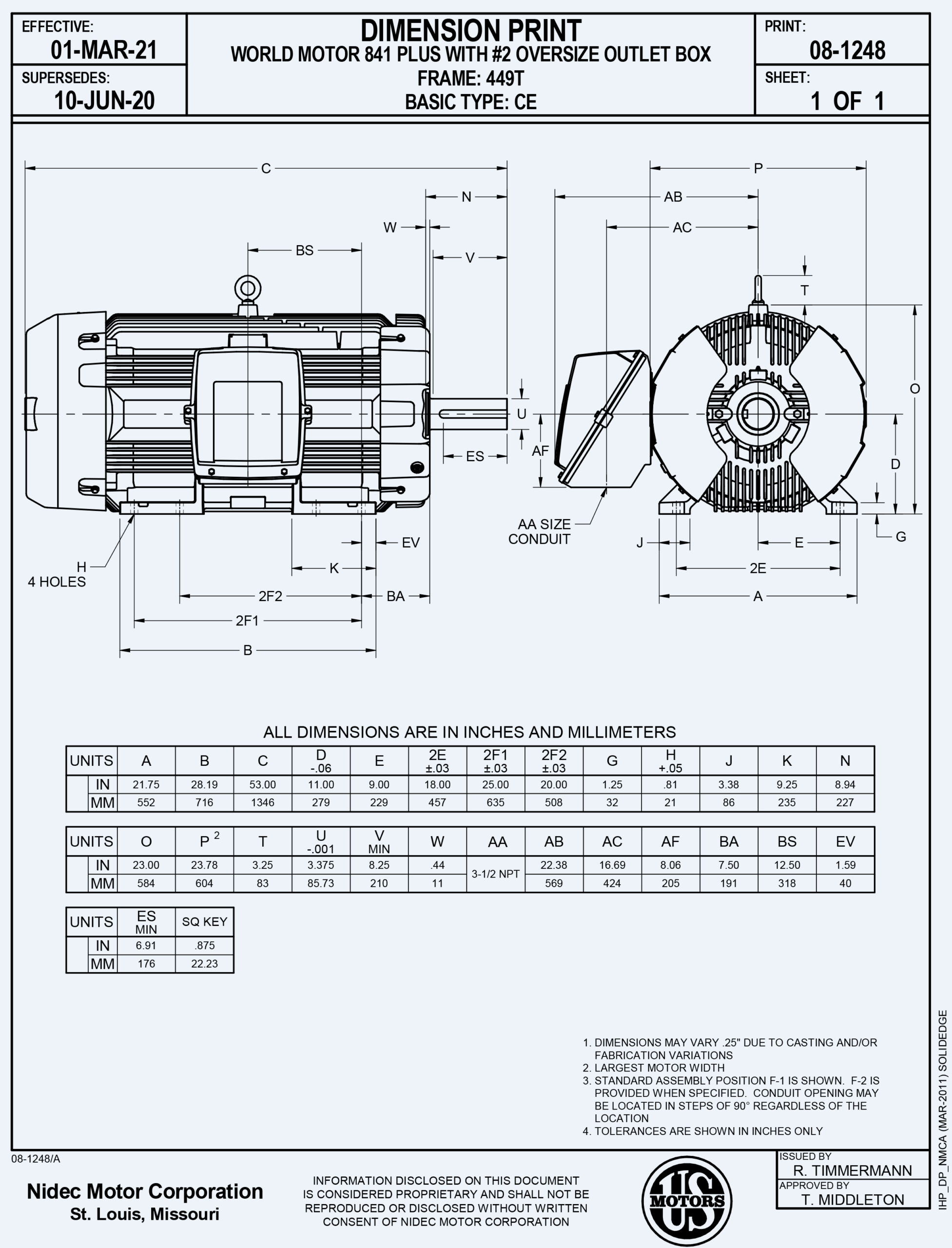 Motor electrico 200HP USmotor 8D200P3CB