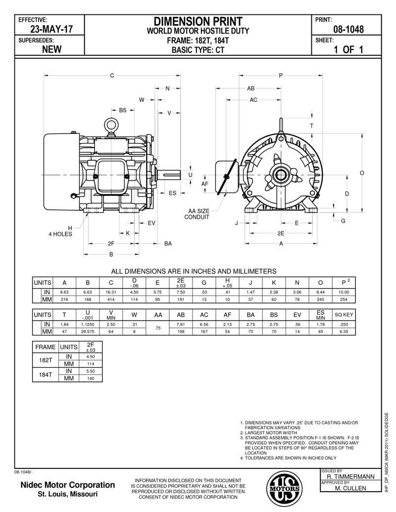 Motor electrico 5HP USmotor HD5P2E