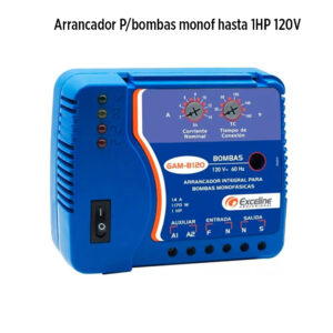 Foto principal real del producto Arrancador P/bombas monof hasta 1HP 120V marca Exceline, dise?ado especialmente para arrancar y proteger bombas monof?sicas, contra los da?os ocasionados por fallas comunes de corr MPN:GAM-B120