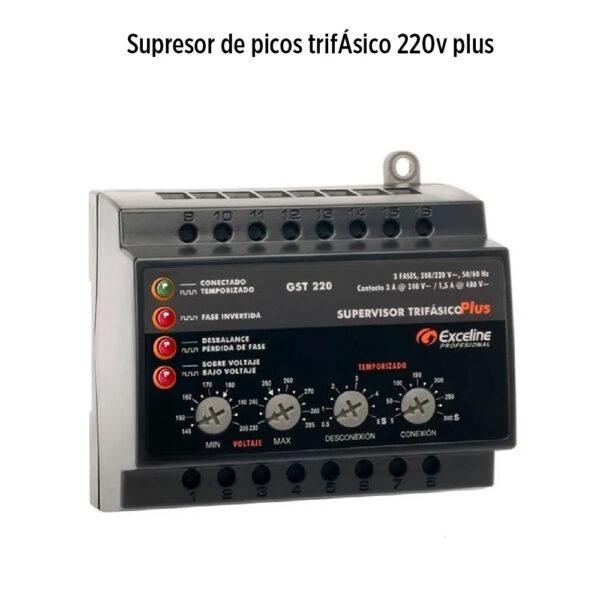Foto principal real del producto Supervisor de voltaje trifasico 220v plus Exceline MPN:GST220