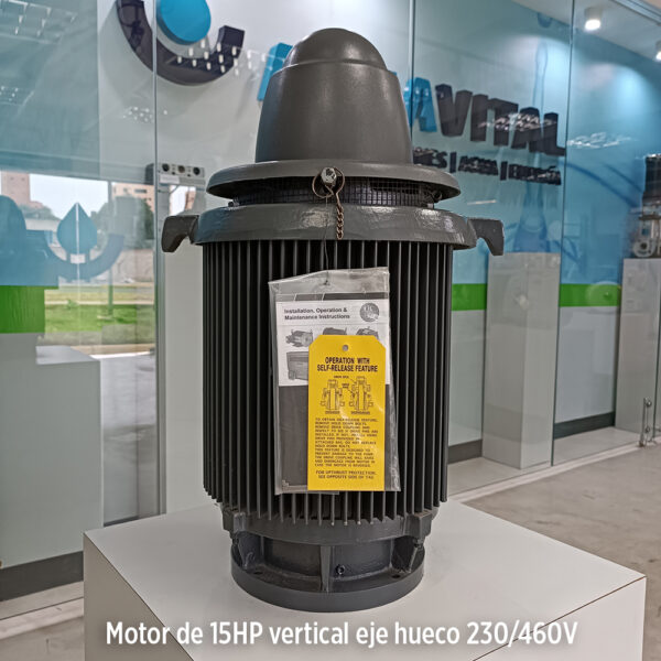 Foto secundaria real del producto Motor de 15HP vertical eje hueco 230/460V trifasico 1800 RPM marca US Motors Nidec MPN:H015S2BLE