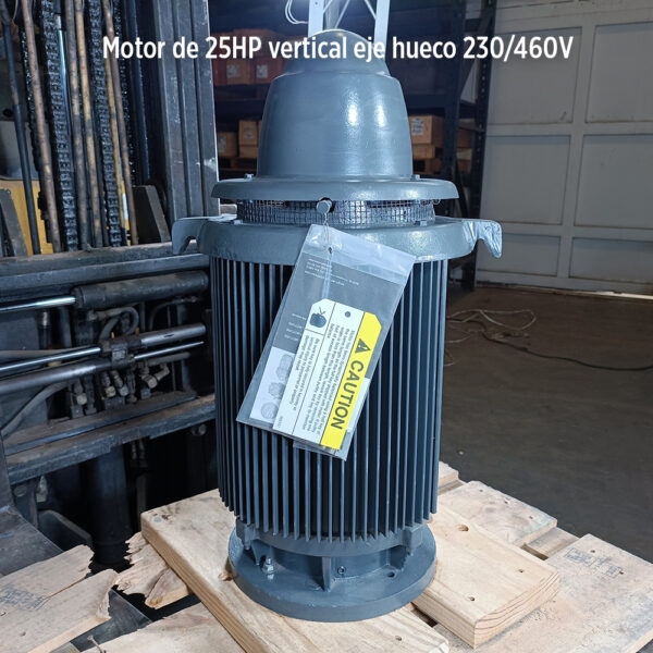 Foto secundaria real del producto Motor de 25HP vertical eje hueco 230/460V trifasico 1800 RPM marca US Motors Nidec MPN:H025S2RLF