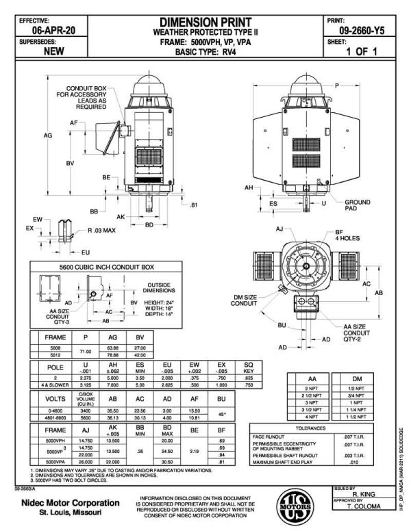 Motor vertical eje solido 400HP USmotor 5000VPH - Imagen 2