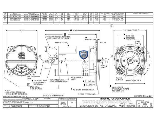 Motor electrico 3 45HP USmotor ASB844 - Imagen 2
