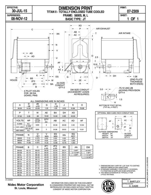 Motor vertical eje hueco 1500HP USmotor DI-178196 - Imagen 2