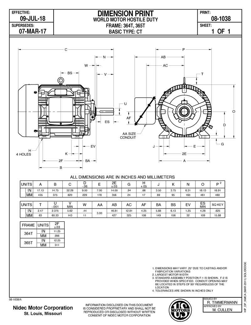 Motor electrico 60HP USmotor HD60P2E