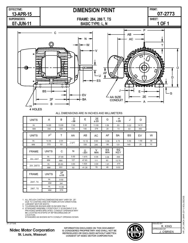 Motor vertical eje hueco 30HP USmotor X30P2B