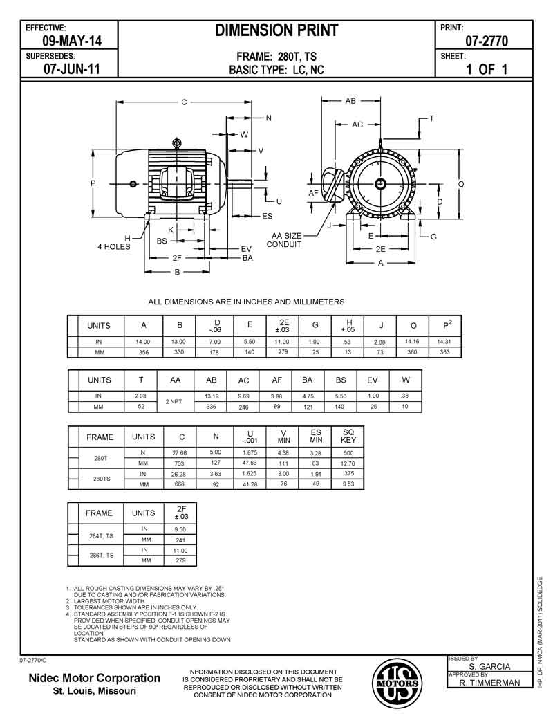 Motor vertical eje hueco 30HP USmotor YC30P2B