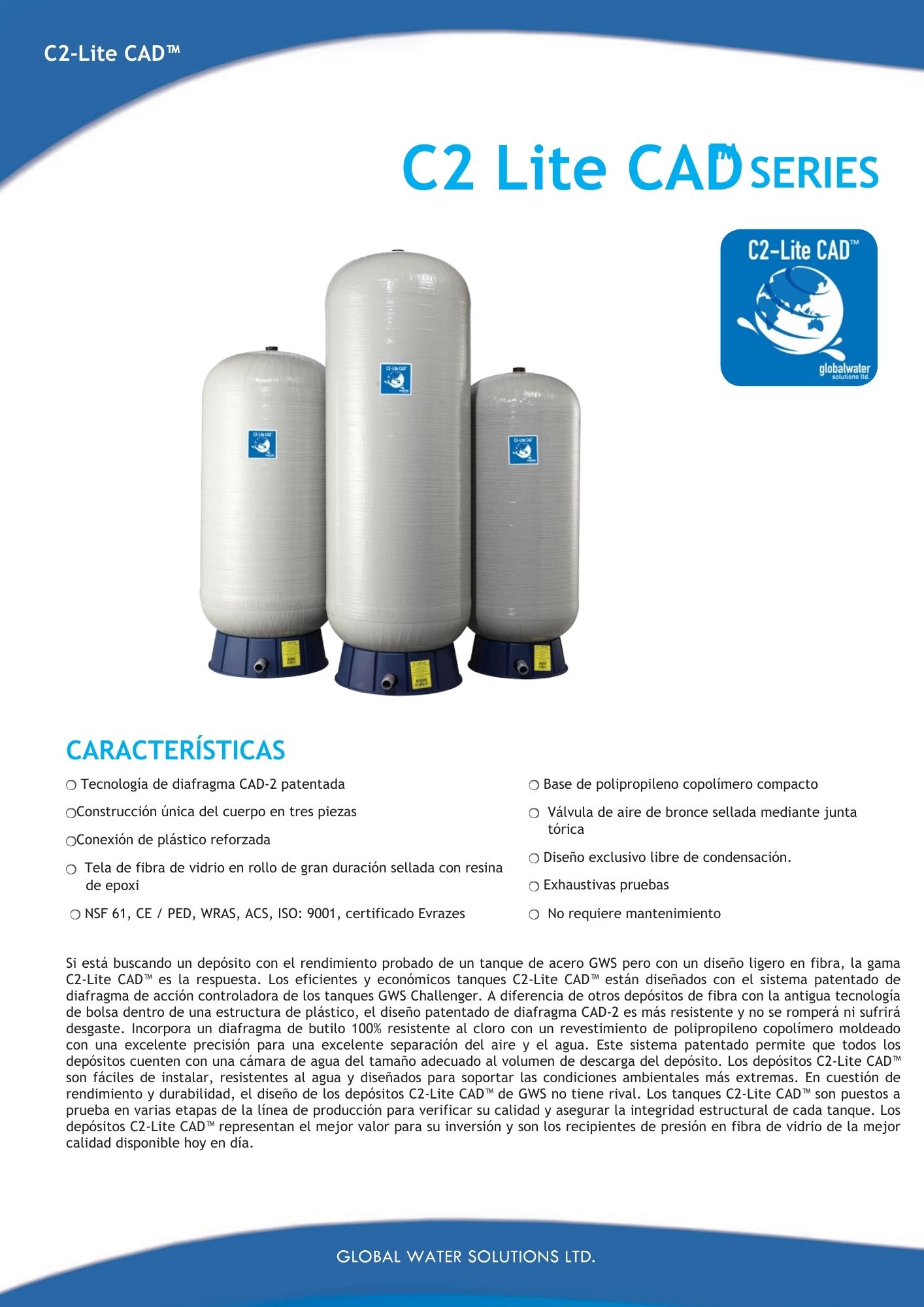 Tanques Precargados Global en fibra