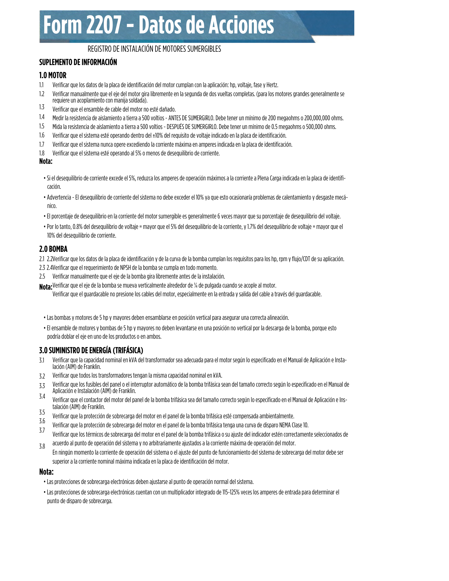 Forma 2207 Franklin Electric