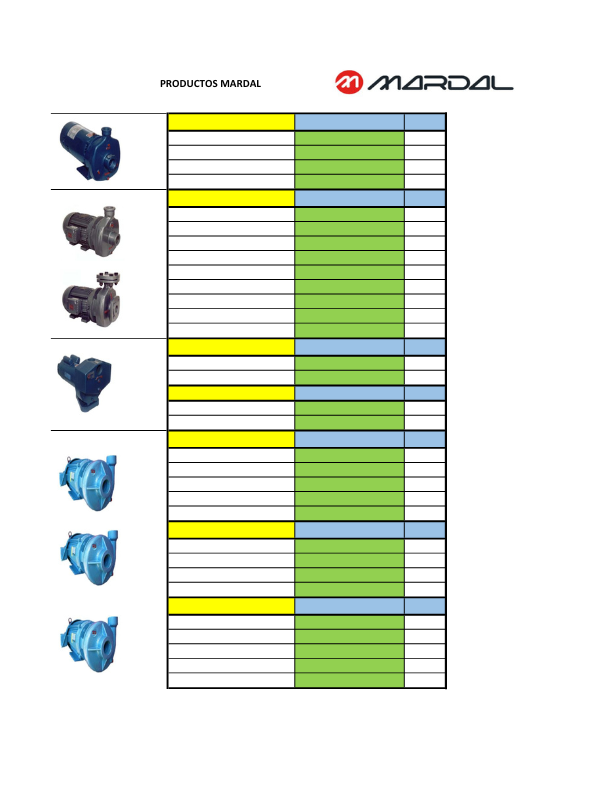 Lista de productos Mardal 2024