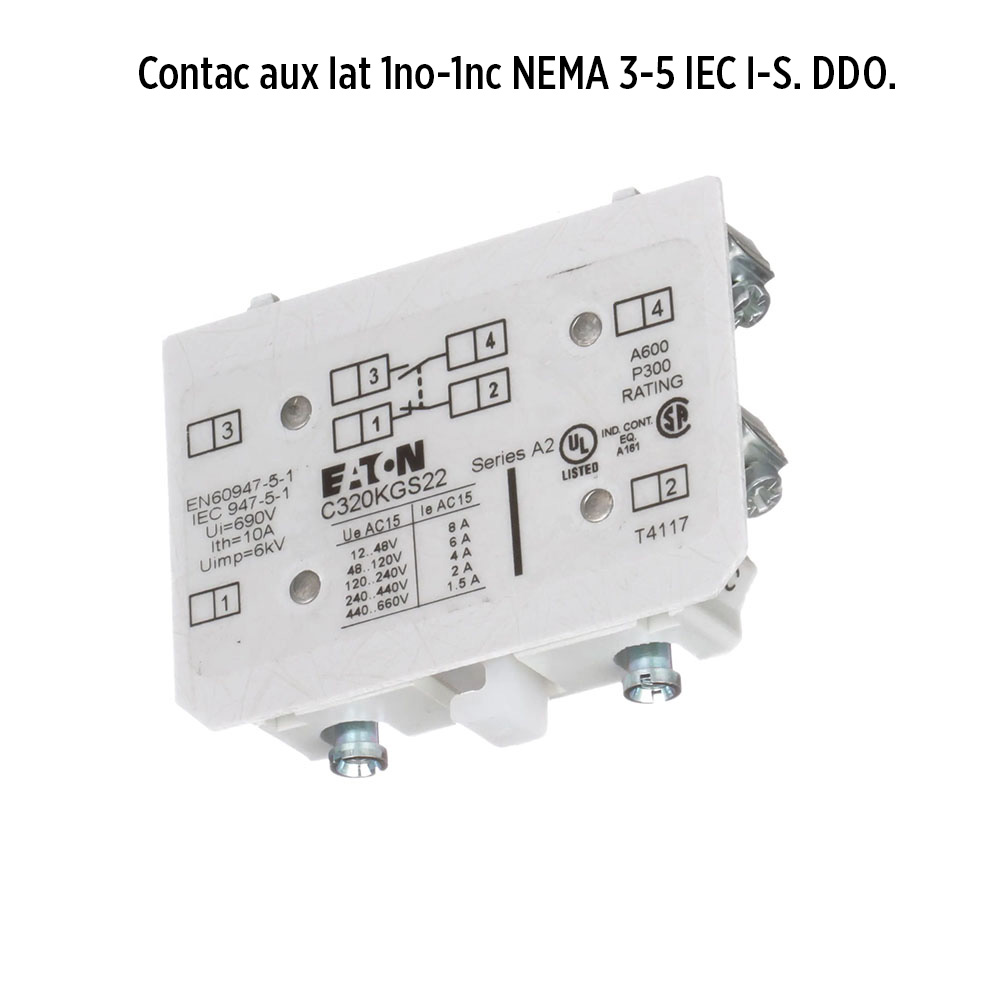 Contacto Auxiliar contactor Cutler C320KGS22